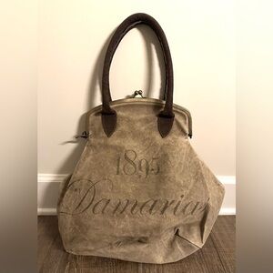 Vintage “Damarian 1895” Rustic Farmhouse Style, Leather Handles, Kiss-Lock Frame